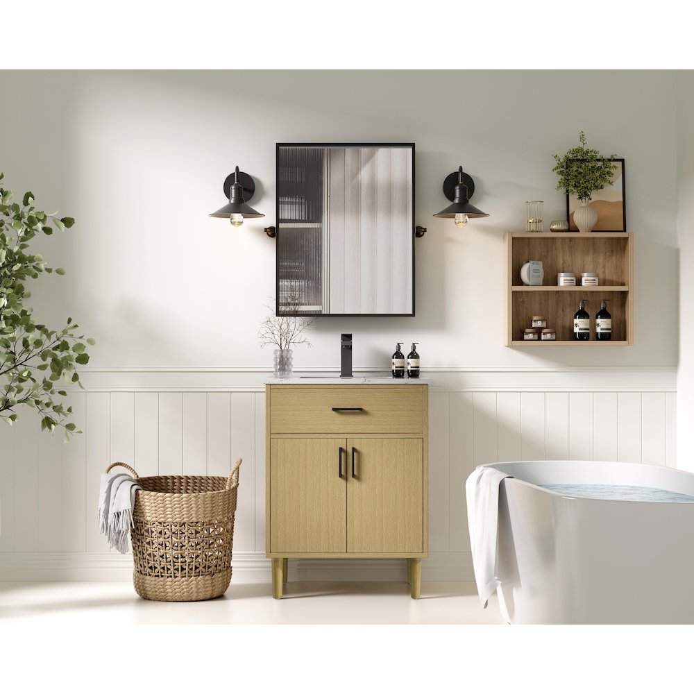 Chandler 24 Inch Single Bathroom Vanity In Honey Brown. Picture 4