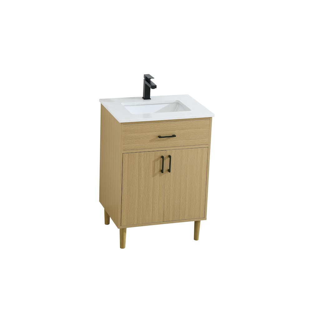 Chandler 24 Inch Single Bathroom Vanity In Honey Brown. Picture 6