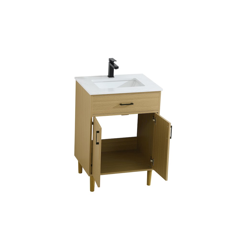 Chandler 24 Inch Single Bathroom Vanity In Honey Brown. Picture 7