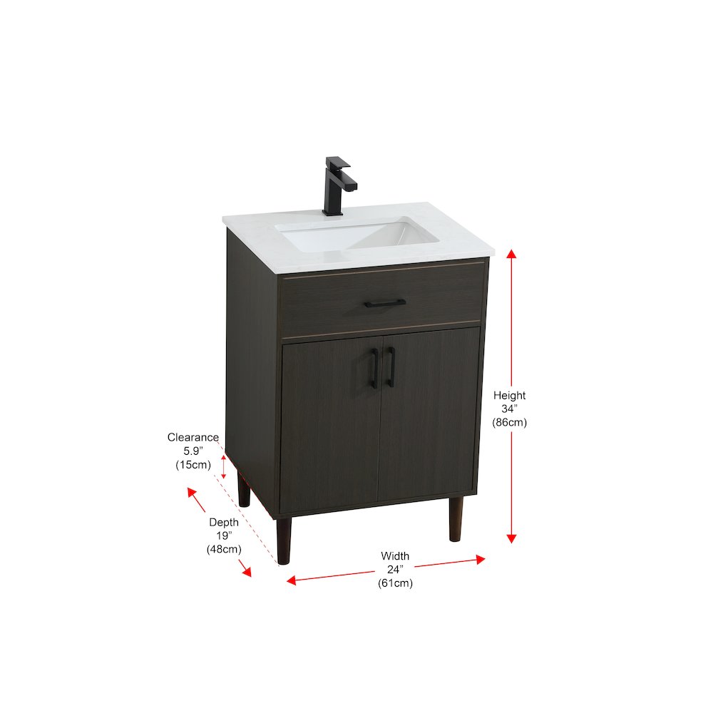 Chandler 24 Inch Single Bathroom Vanity In Mocha Brown. Picture 13