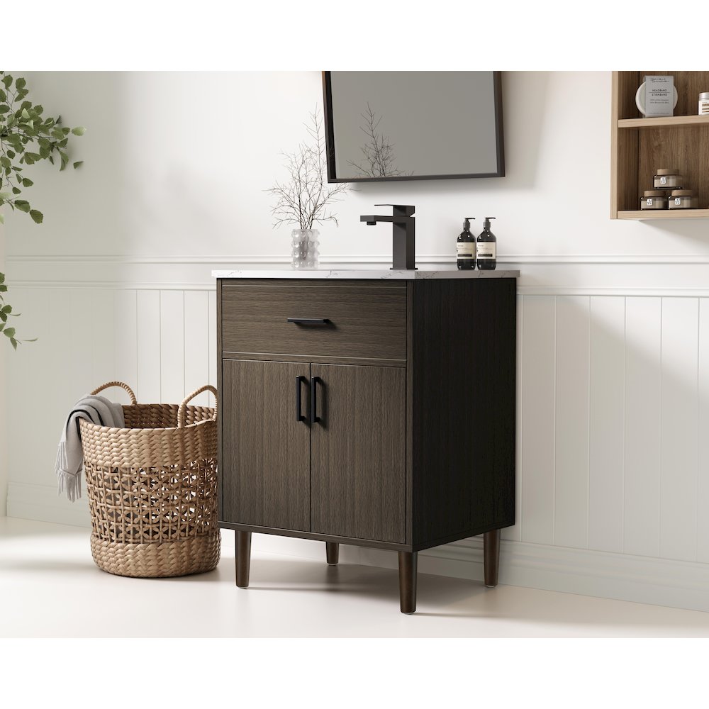Chandler 24 Inch Single Bathroom Vanity In Mocha Brown. Picture 3