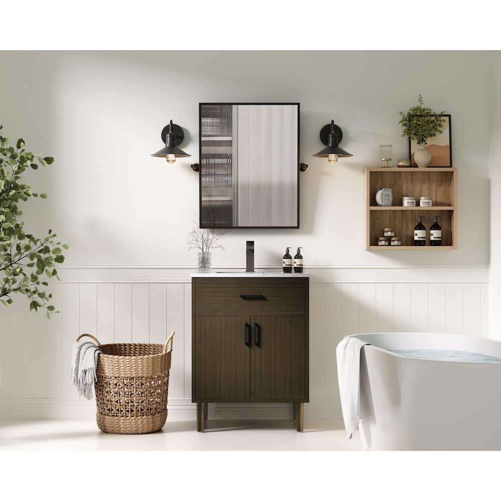 Chandler 24 Inch Single Bathroom Vanity In Mocha Brown. Picture 4