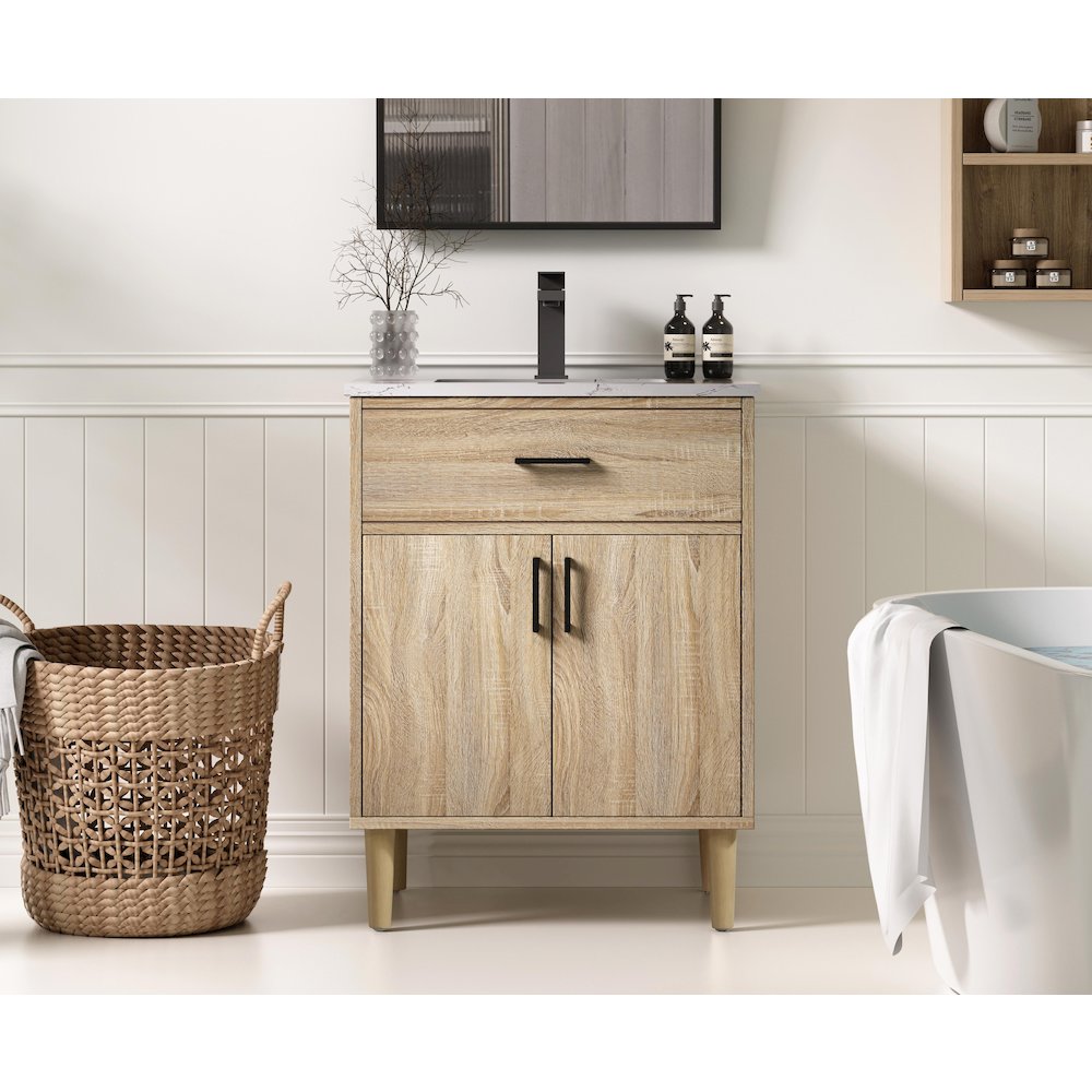 Chandler 24 Inch Single Bathroom Vanity In Mango Wood. Picture 2