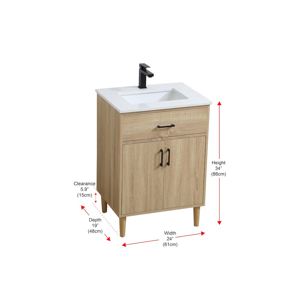 Chandler 24 Inch Single Bathroom Vanity In Mango Wood. Picture 13