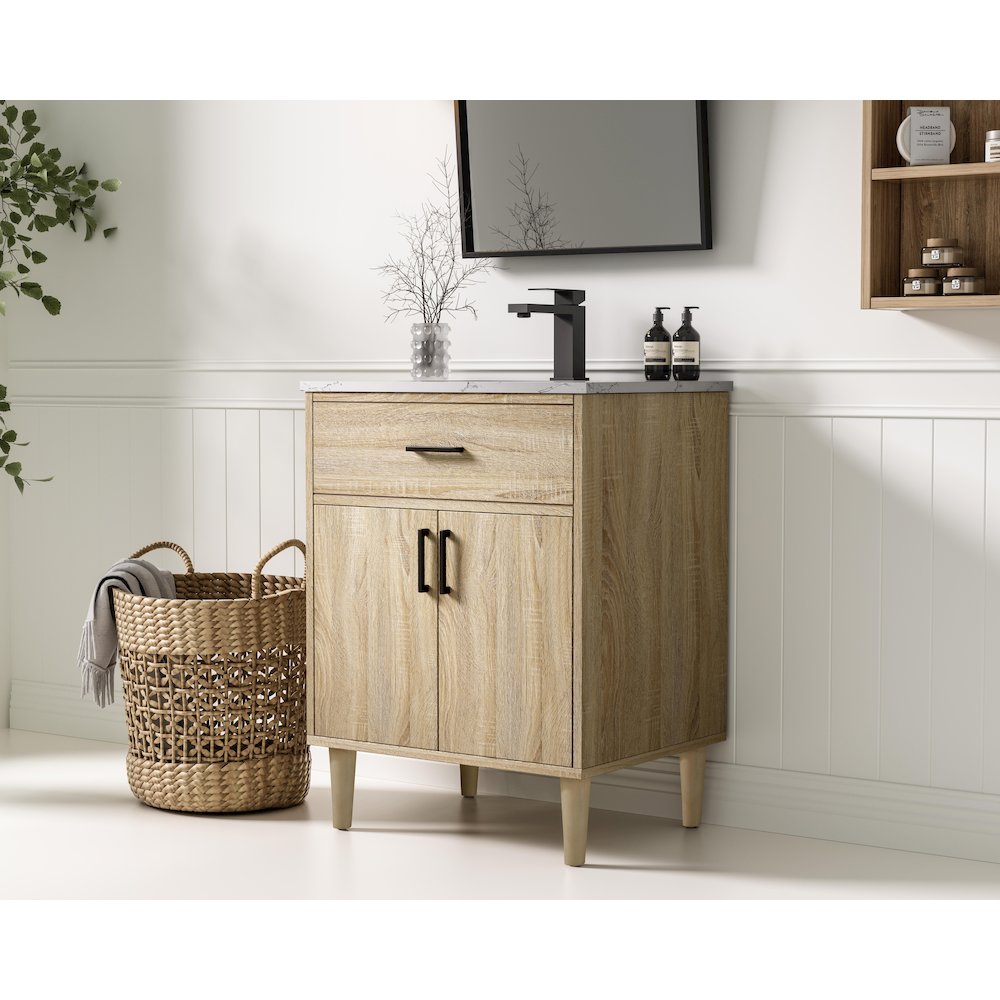 Chandler 24 Inch Single Bathroom Vanity In Mango Wood. Picture 3