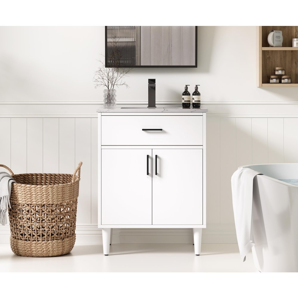 Chandler 24 Inch Single Bathroom Vanity In White. Picture 2