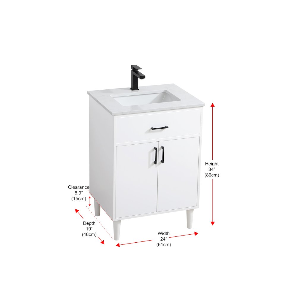 Chandler 24 Inch Single Bathroom Vanity In White. Picture 13