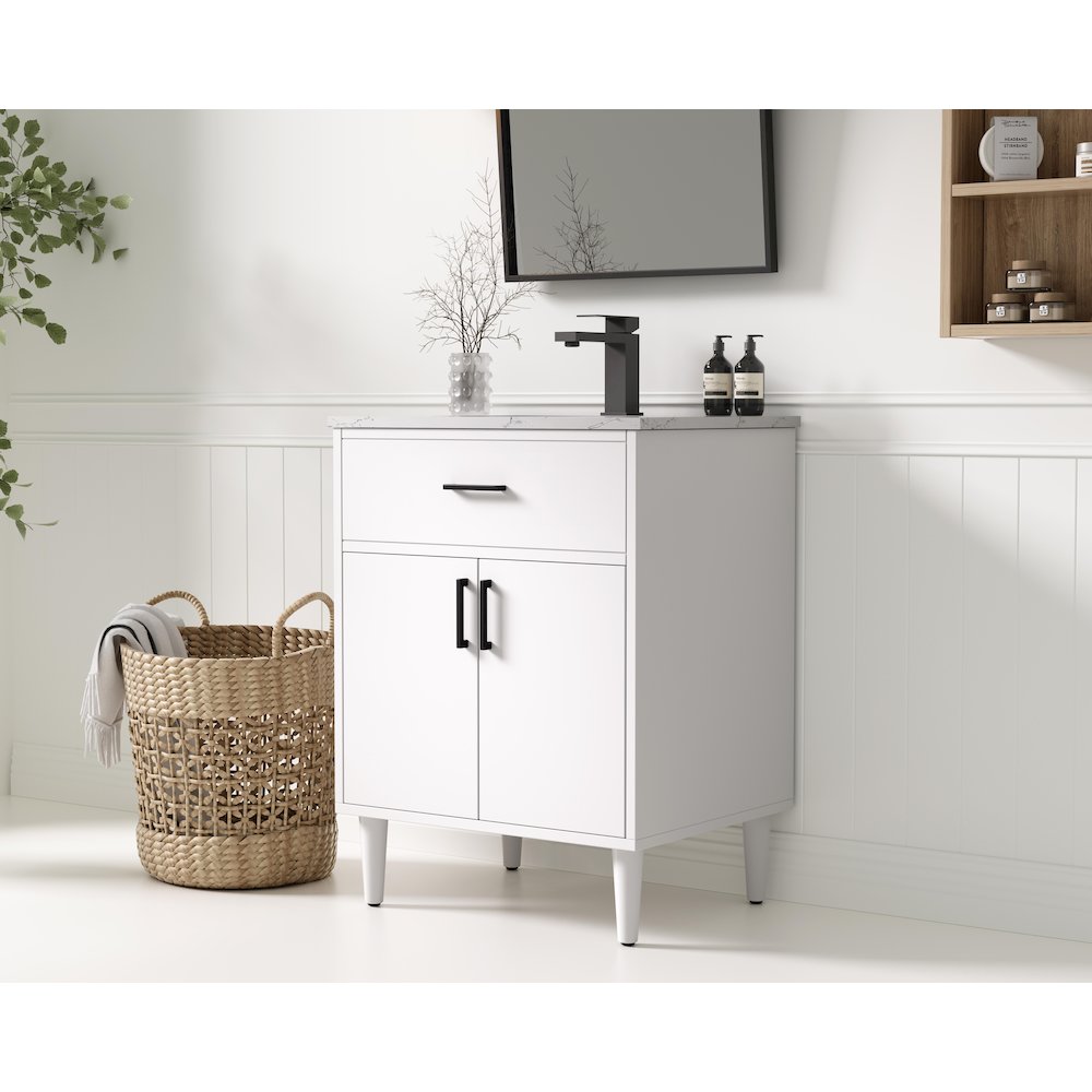 Chandler 24 Inch Single Bathroom Vanity In White. Picture 3