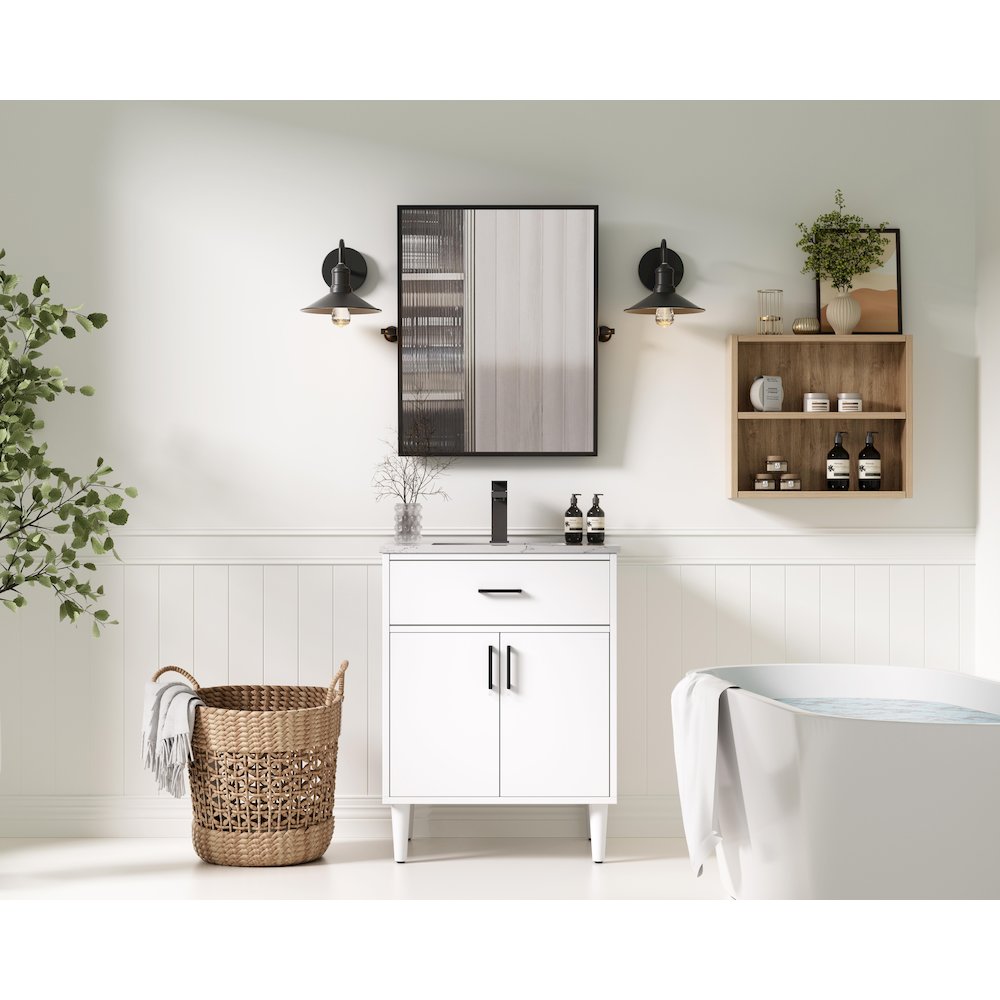 Chandler 24 Inch Single Bathroom Vanity In White. Picture 4