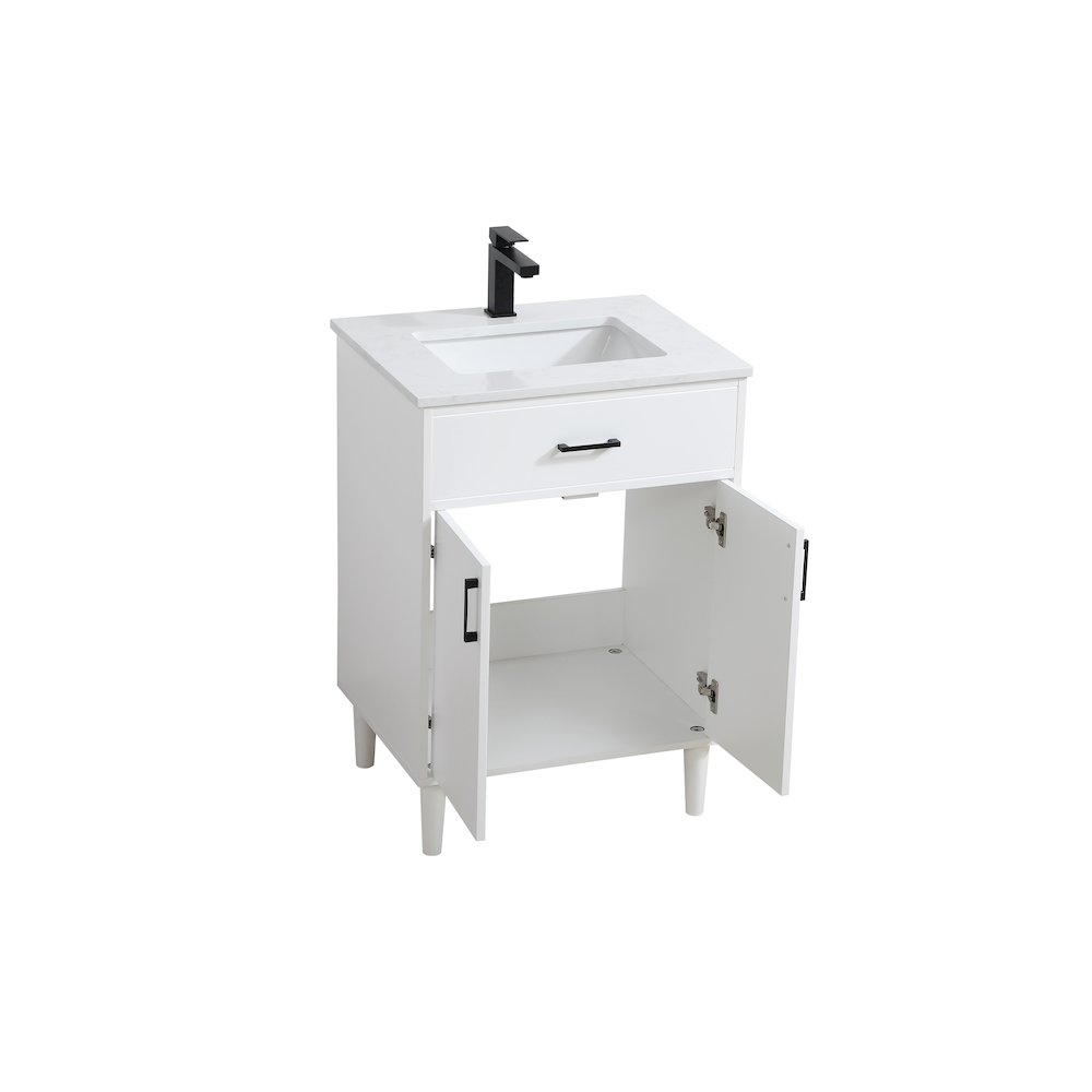 Chandler 24 Inch Single Bathroom Vanity In White. Picture 7