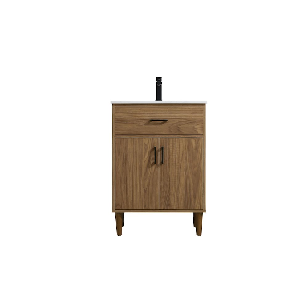 Chandler 24 Inch Single Bathroom Vanity In Walnut Brown. Picture 1
