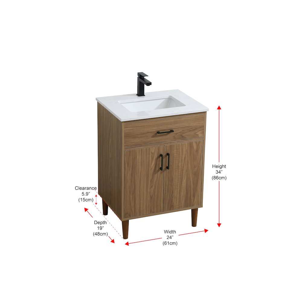 Chandler 24 Inch Single Bathroom Vanity In Walnut Brown. Picture 13