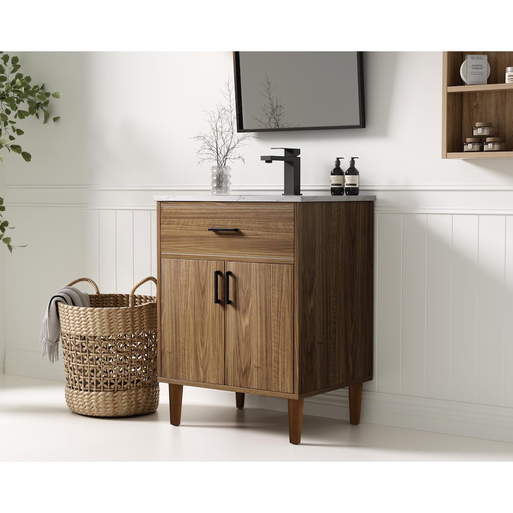Chandler 24 Inch Single Bathroom Vanity In Walnut Brown. Picture 3
