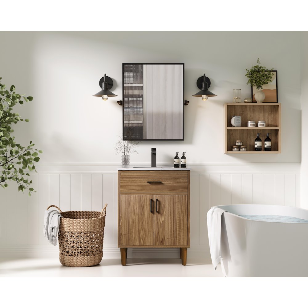 Chandler 24 Inch Single Bathroom Vanity In Walnut Brown. Picture 4
