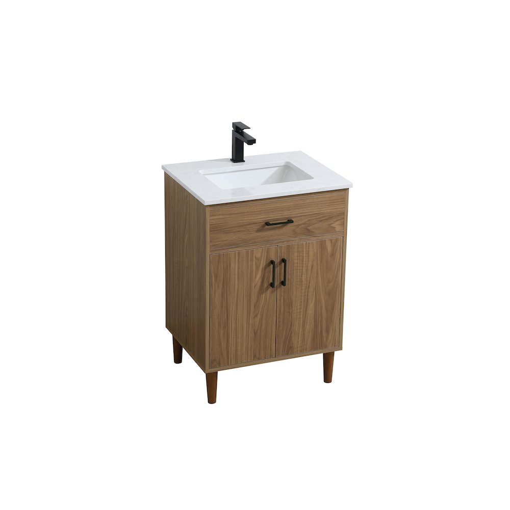 Chandler 24 Inch Single Bathroom Vanity In Walnut Brown. Picture 6