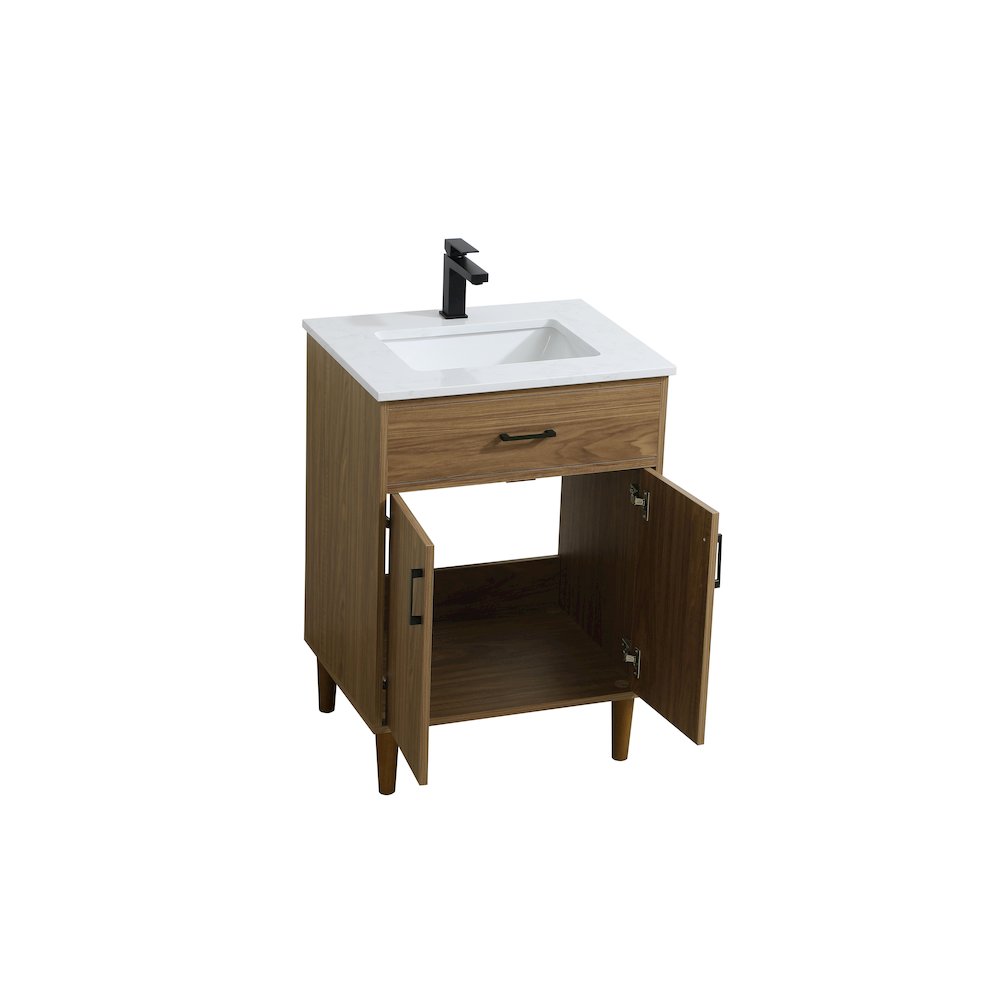 Chandler 24 Inch Single Bathroom Vanity In Walnut Brown. Picture 7