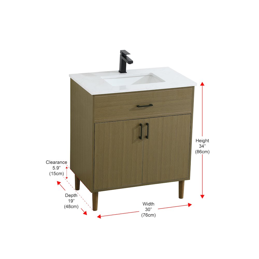 Chandler 30 Inch Single Bathroom Vanity In Chestnut Brown. Picture 13