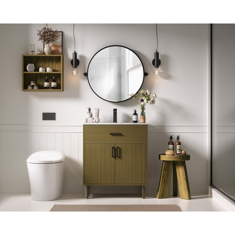 Chandler 30 Inch Single Bathroom Vanity In Chestnut Brown. Picture 4