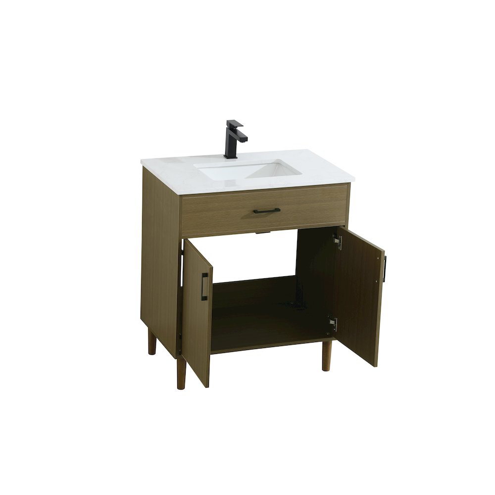 Chandler 30 Inch Single Bathroom Vanity In Chestnut Brown. Picture 7