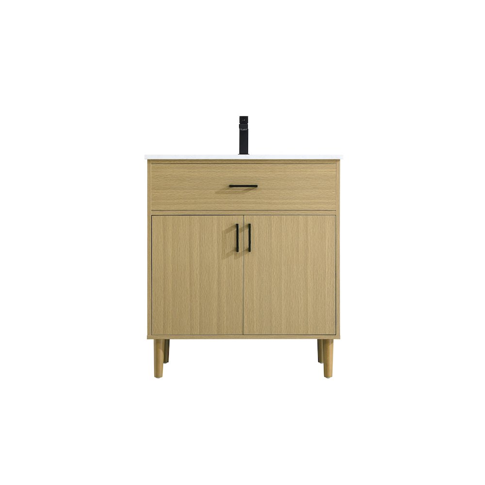 Chandler 30 Inch Single Bathroom Vanity In Honey Brown. Picture 1