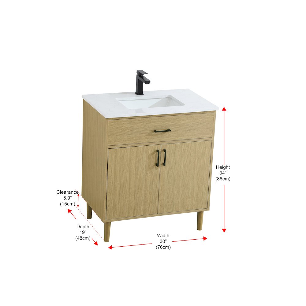 Chandler 30 Inch Single Bathroom Vanity In Honey Brown. Picture 13