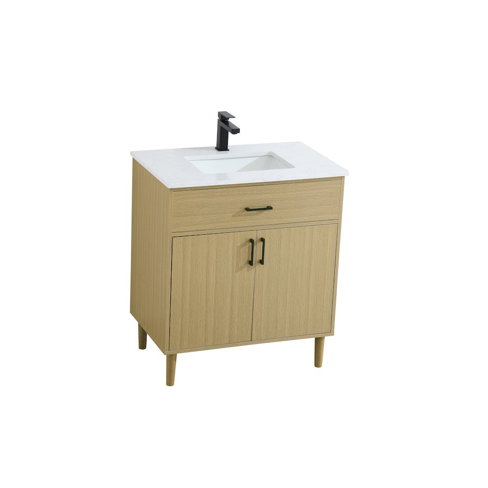 Chandler 30 Inch Single Bathroom Vanity In Honey Brown. Picture 6