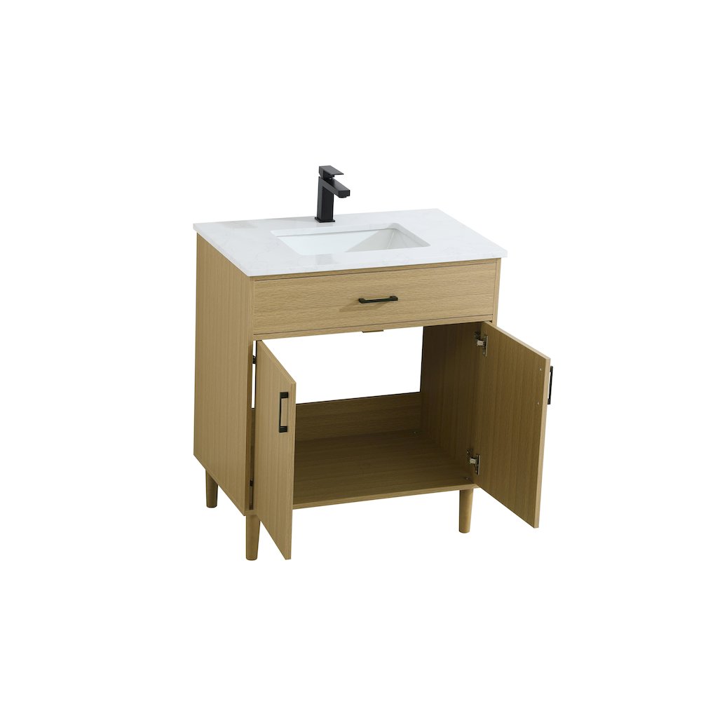 Chandler 30 Inch Single Bathroom Vanity In Honey Brown. Picture 7