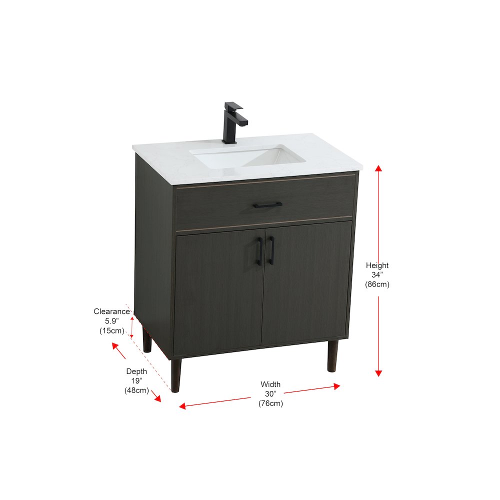 Chandler 30 Inch Single Bathroom Vanity In Mocha Brown. Picture 13