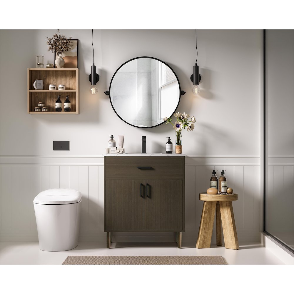 Chandler 30 Inch Single Bathroom Vanity In Mocha Brown. Picture 4