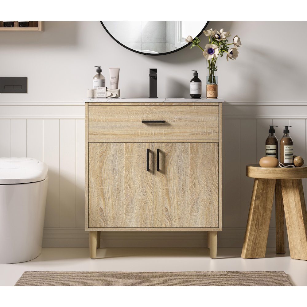 Chandler 30 Inch Single Bathroom Vanity In Mango Wood. Picture 2