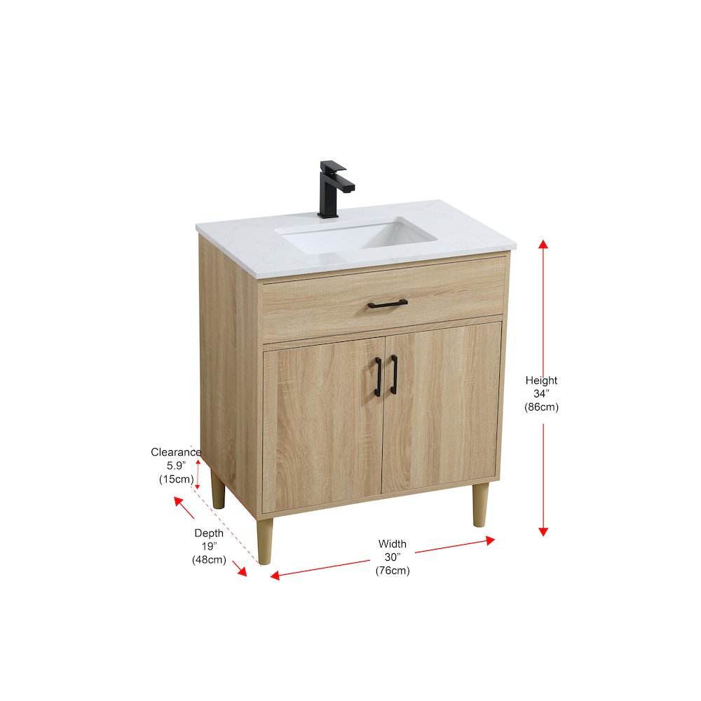 Chandler 30 Inch Single Bathroom Vanity In Mango Wood. Picture 13