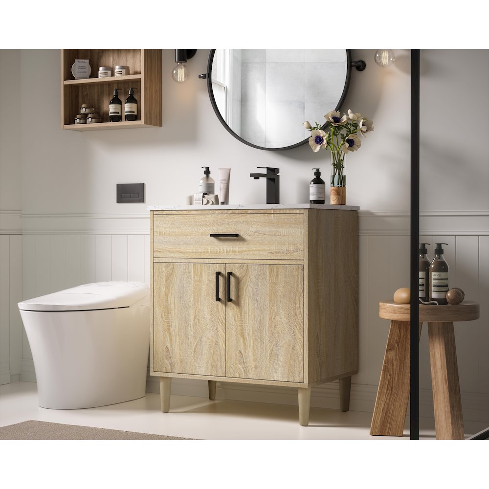 Chandler 30 Inch Single Bathroom Vanity In Mango Wood. Picture 3