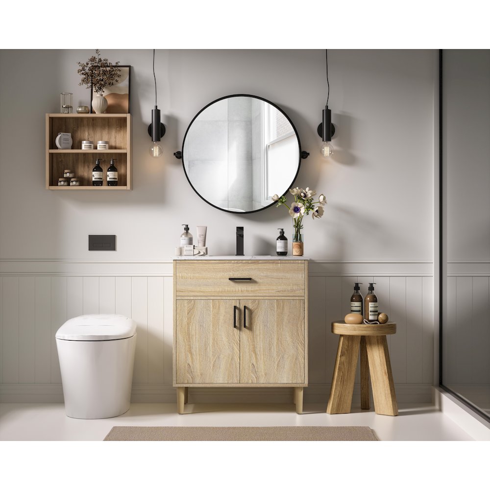 Chandler 30 Inch Single Bathroom Vanity In Mango Wood. Picture 4