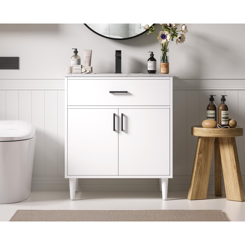 Chandler 30 Inch Single Bathroom Vanity In White. Picture 2