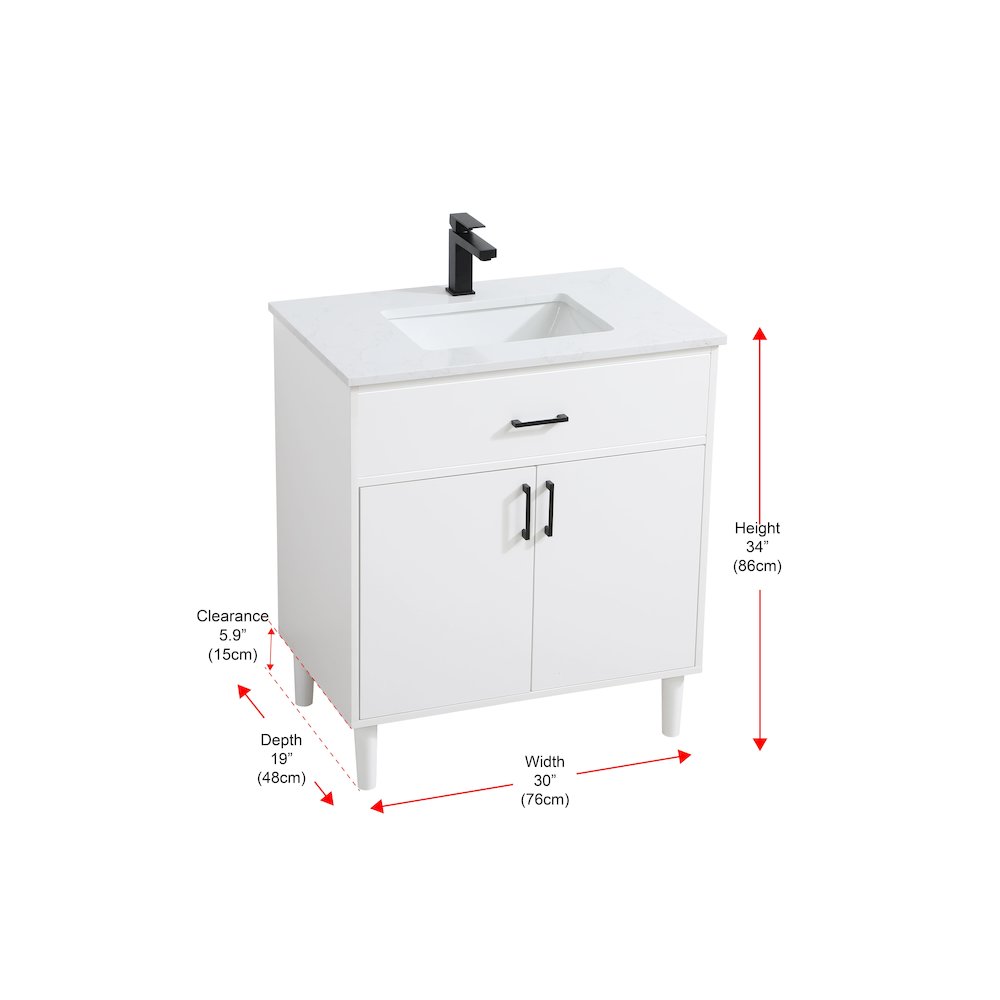 Chandler 30 Inch Single Bathroom Vanity In White. Picture 13