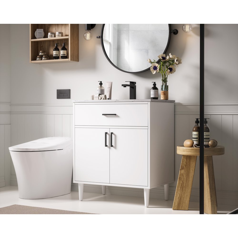 Chandler 30 Inch Single Bathroom Vanity In White. Picture 3