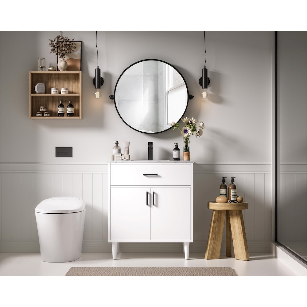 Chandler 30 Inch Single Bathroom Vanity In White. Picture 4