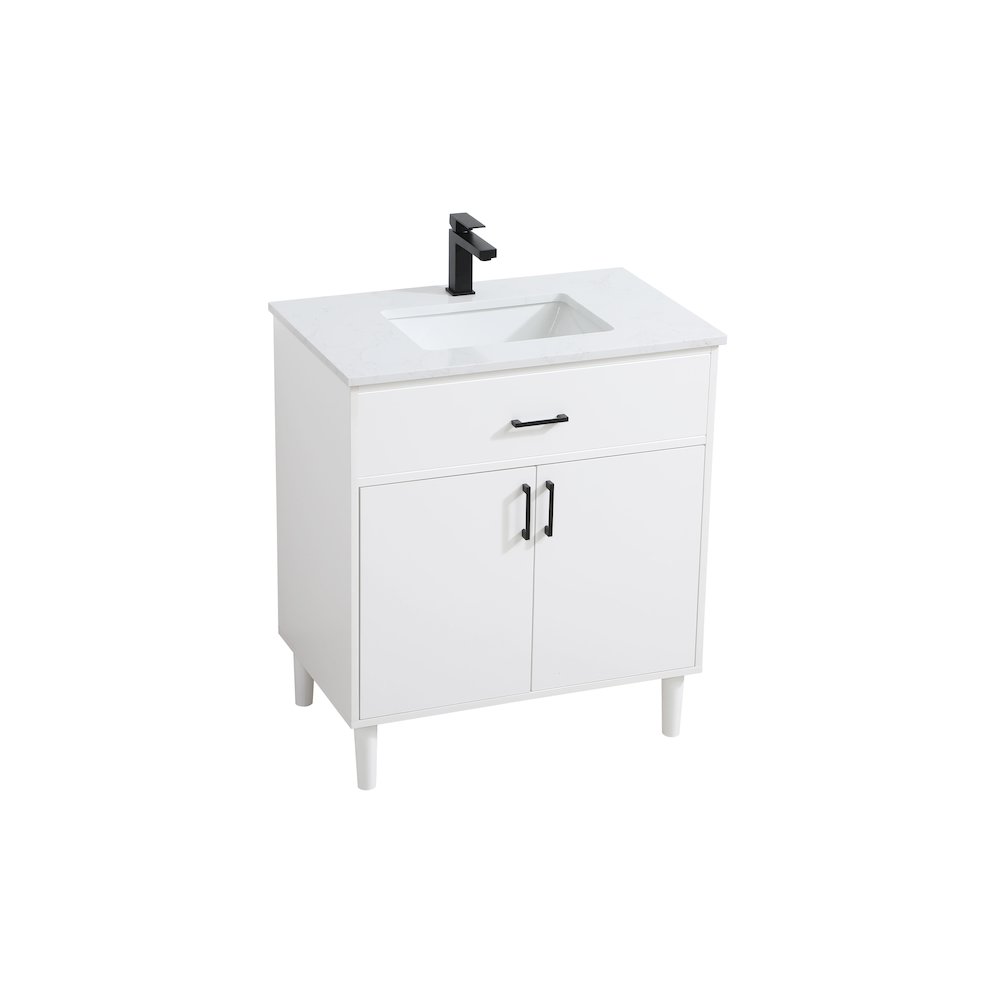 Chandler 30 Inch Single Bathroom Vanity In White. Picture 6
