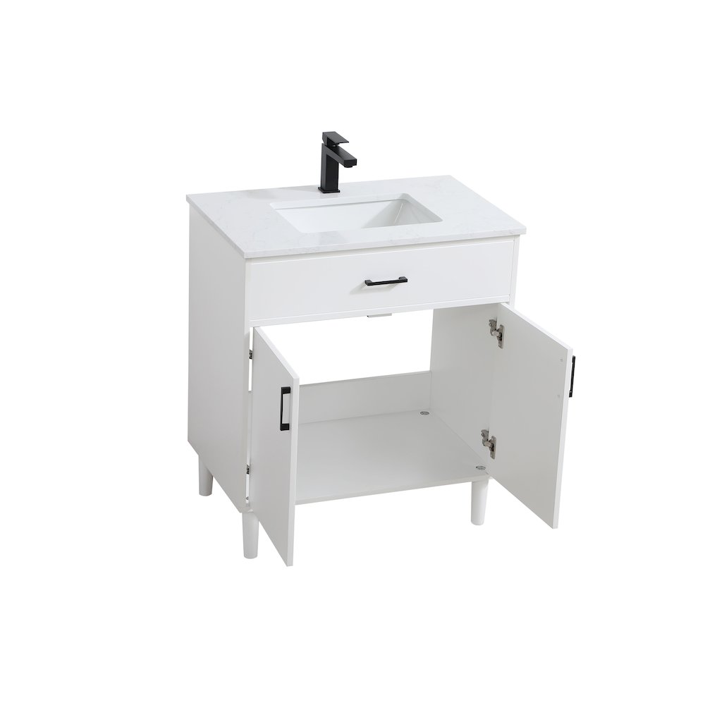 Chandler 30 Inch Single Bathroom Vanity In White. Picture 7