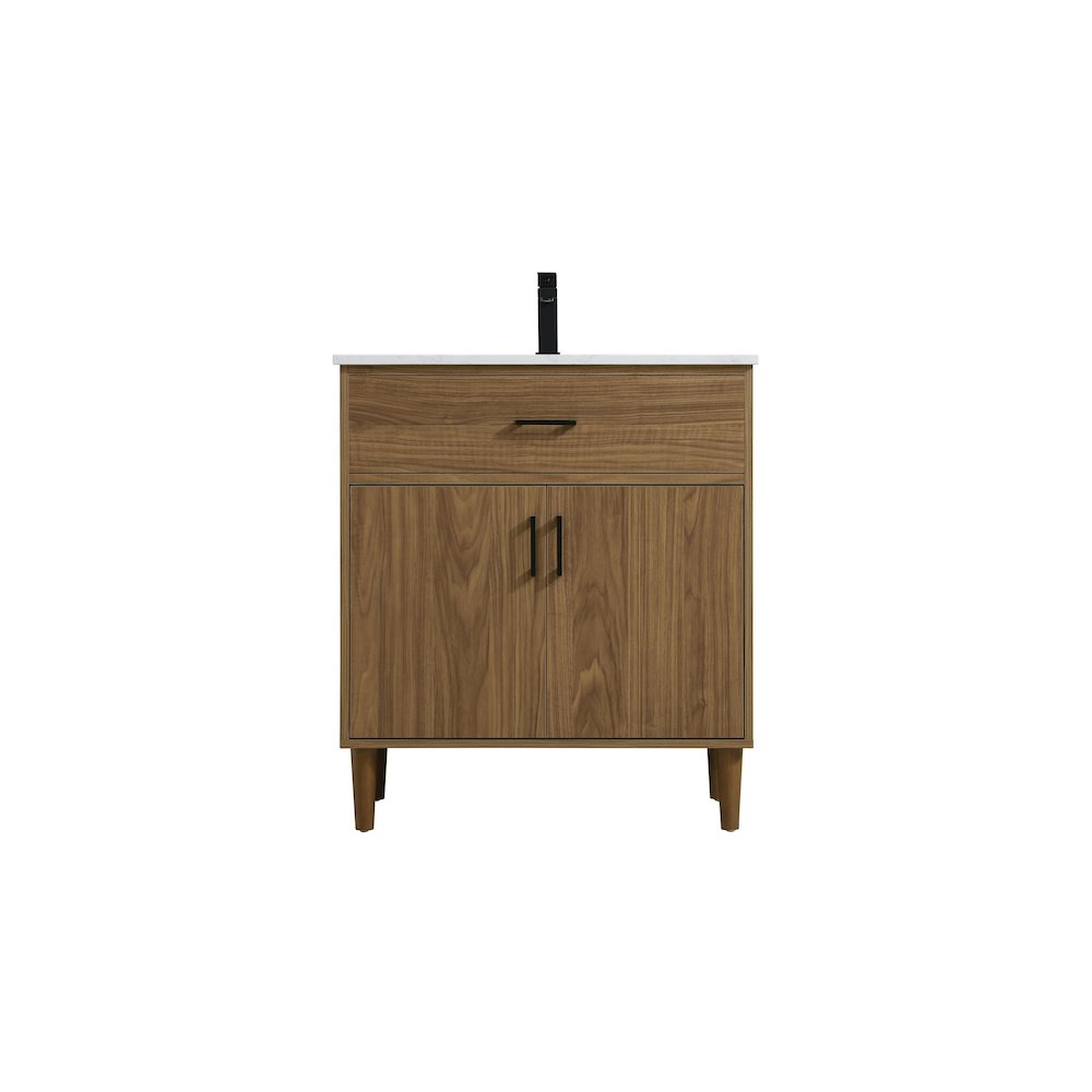Chandler 30 Inch Single Bathroom Vanity In Walnut Brown. Picture 1