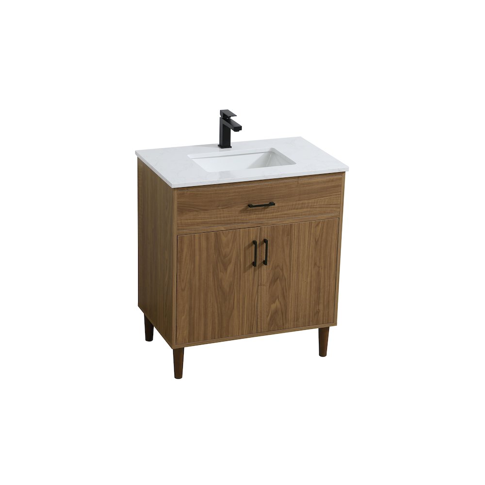 Chandler 30 Inch Single Bathroom Vanity In Walnut Brown. Picture 6