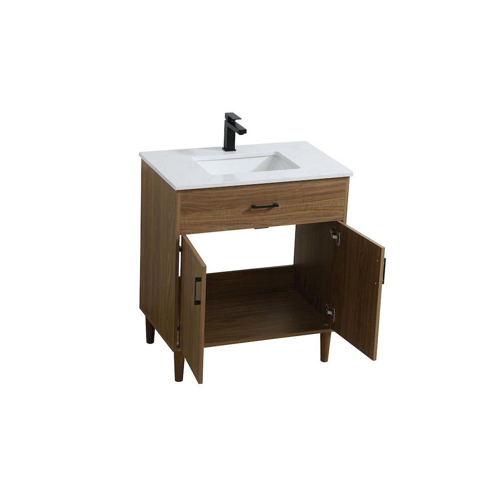Chandler 30 Inch Single Bathroom Vanity In Walnut Brown. Picture 7
