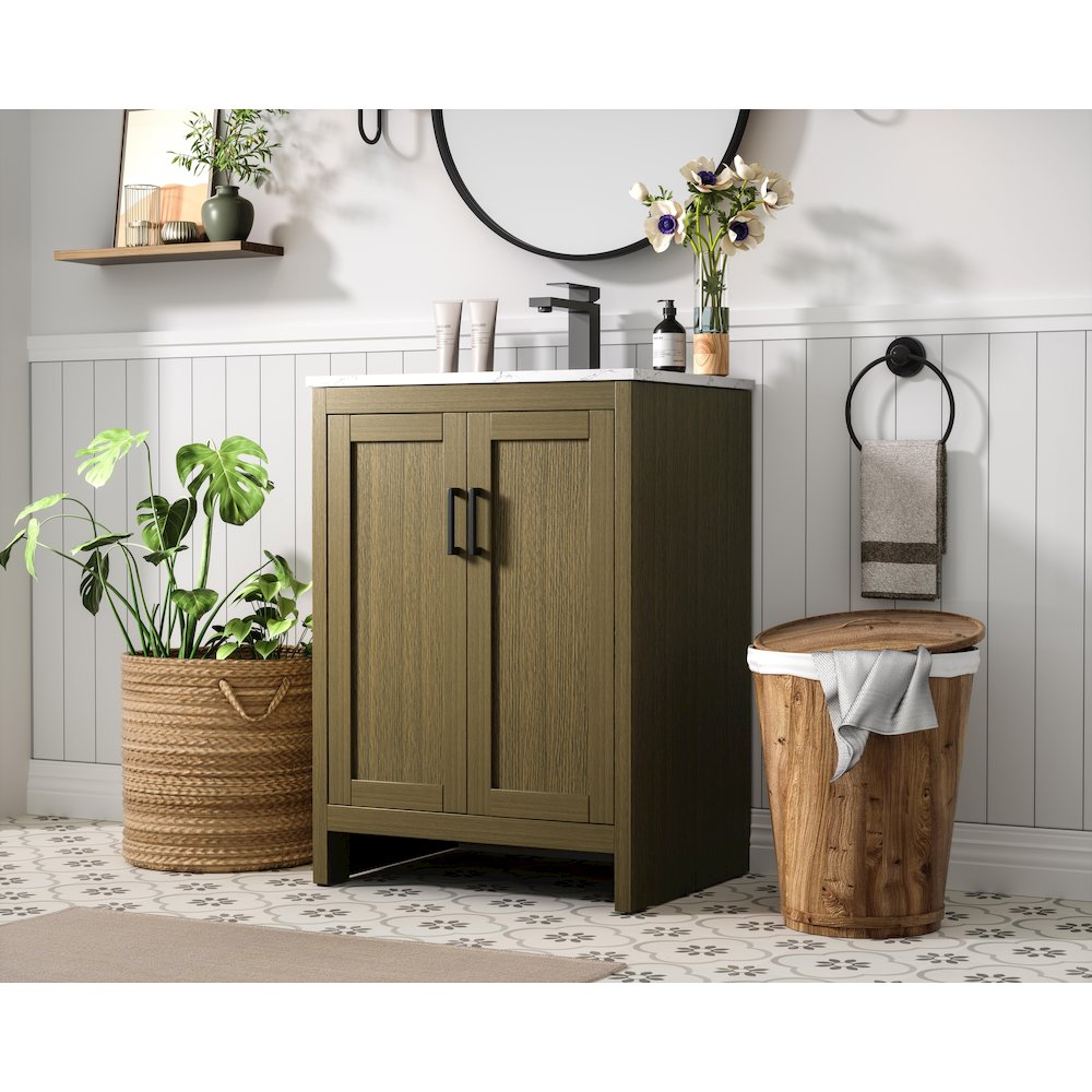 Finnley 24 Inch Single Bathroom Vanity In Chestnut Brown. Picture 3