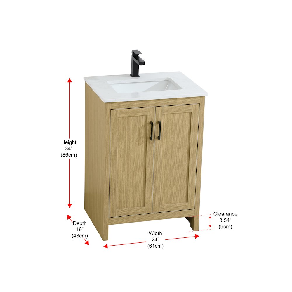 Finnley 24 Inch Single Bathroom Vanity In Honey Brown. Picture 13