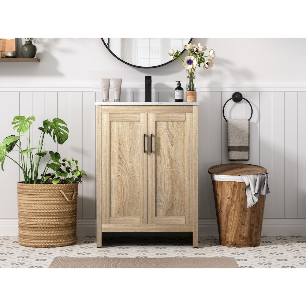 Finnley 24 Inch Single Bathroom Vanity In Mango Wood. Picture 2