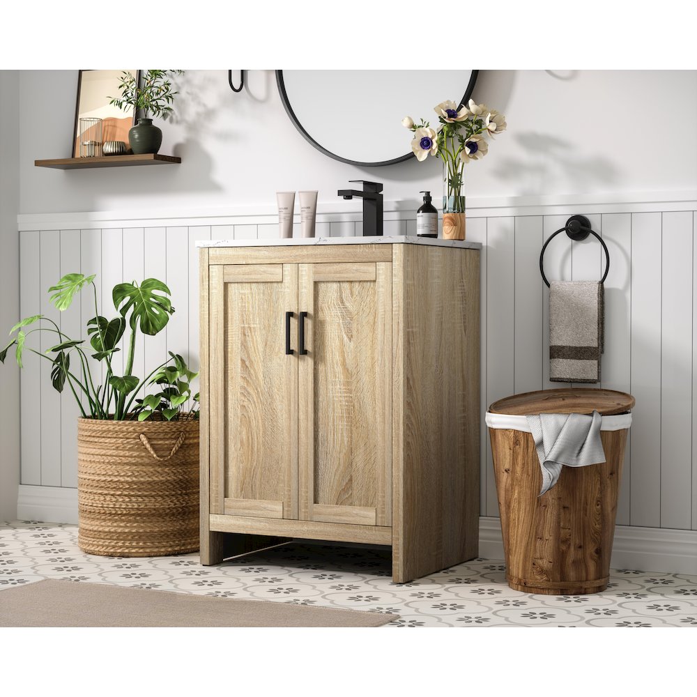 Finnley 24 Inch Single Bathroom Vanity In Mango Wood. Picture 3