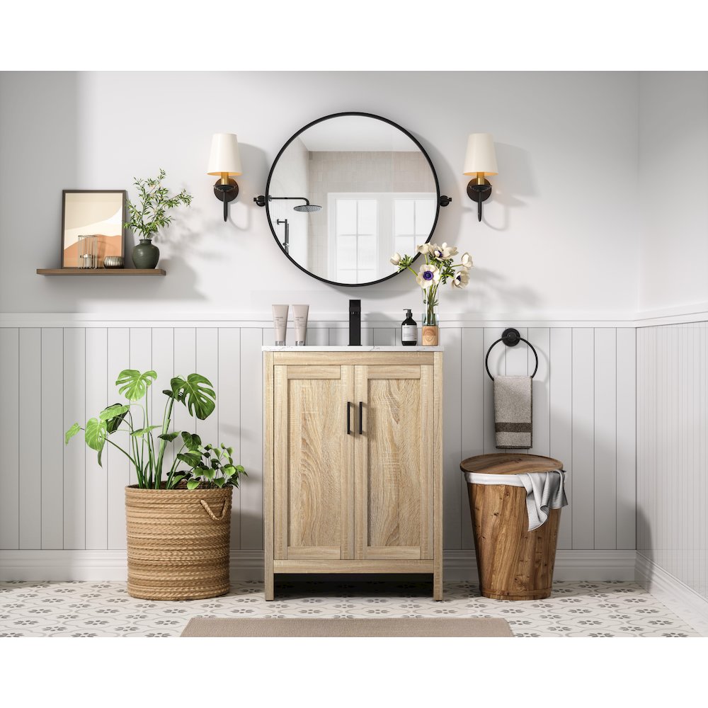 Finnley 24 Inch Single Bathroom Vanity In Mango Wood. Picture 4