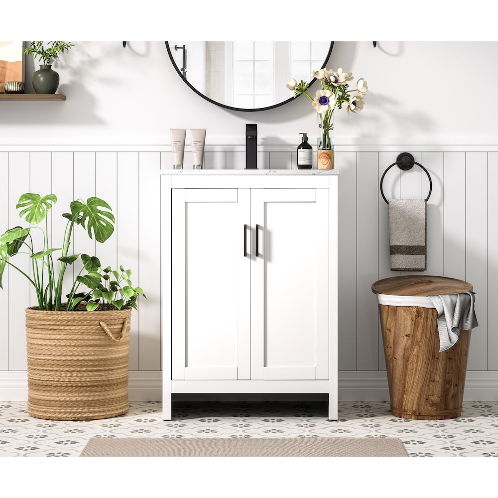 Finnley 24 Inch Single Bathroom Vanity In White. Picture 4