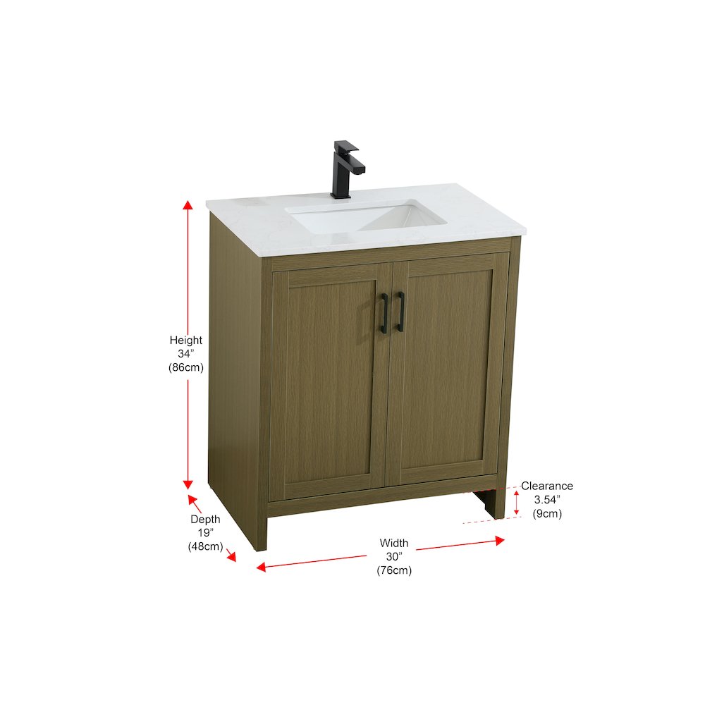 Finnley 30 Inch Single Bathroom Vanity In Chestnut Brown. Picture 13