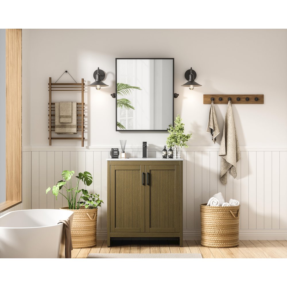 Finnley 30 Inch Single Bathroom Vanity In Chestnut Brown. Picture 4